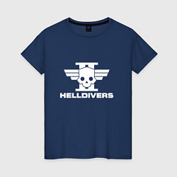 Футболка хлопковая женская Helldivers 2 лого, цвет: тёмно-синий