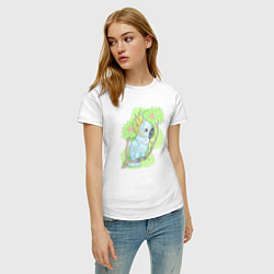Футболка хлопковая женская Забавный попугай какаду, цвет: белый — фото 2