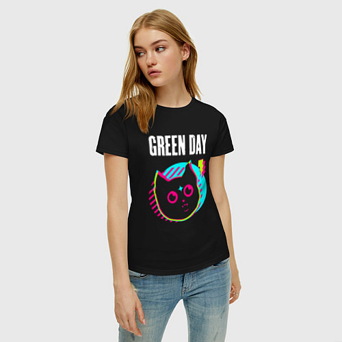 Женская футболка Green Day rock star cat / Черный – фото 3