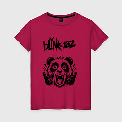 Футболка хлопковая женская Blink 182 - rock panda, цвет: маджента