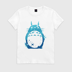 Футболка хлопковая женская Blue Totoro, цвет: белый
