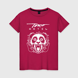 Футболка хлопковая женская Tokio Hotel rock panda, цвет: маджента