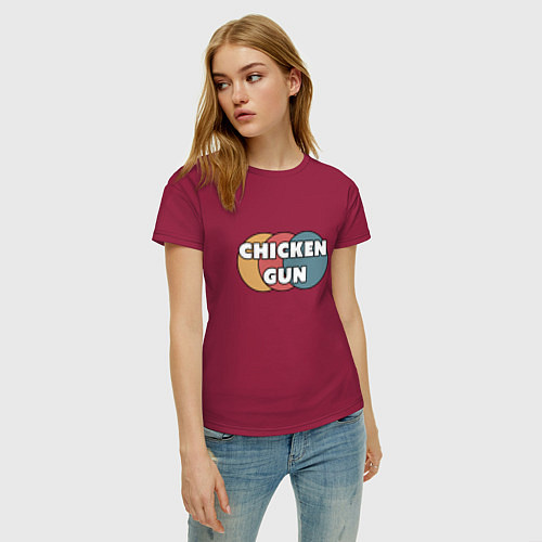 Женская футболка Chicken gun круги / Маджента – фото 3