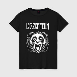 Футболка хлопковая женская Led Zeppelin rock panda, цвет: черный