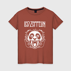 Футболка хлопковая женская Led Zeppelin rock panda, цвет: кирпичный