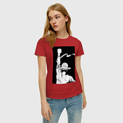 Футболка хлопковая женская Ван Пис Луффи Монки Д, цвет: красный — фото 2