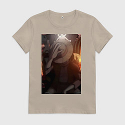 Футболка хлопковая женская Ван Пис Луффи Монки Д, цвет: миндальный