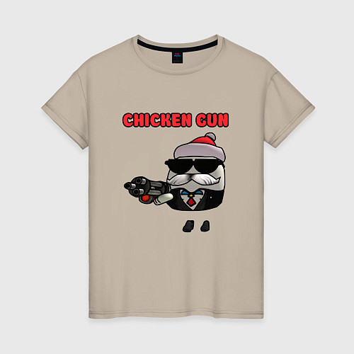 Женская футболка Chicken gun santa / Миндальный – фото 1