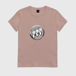 Футболка хлопковая женская Buick logo металик, цвет: пыльно-розовый
