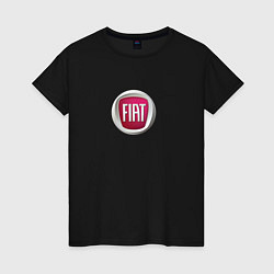 Футболка хлопковая женская FIAT sport auto logo, цвет: черный