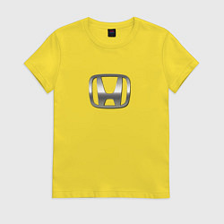 Футболка хлопковая женская Honda logo auto grey, цвет: желтый
