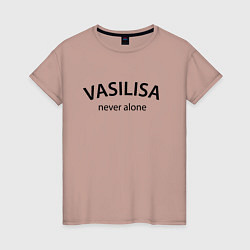 Футболка хлопковая женская Vasilisa never alone - motto, цвет: пыльно-розовый