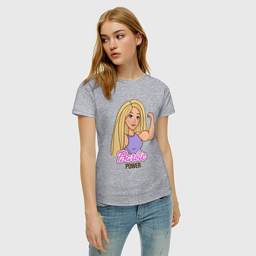Женская футболка Barbie power / Меланж – фото 3
