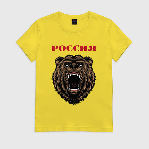Женская футболка Рык медведя Россия / Желтый – фото 1