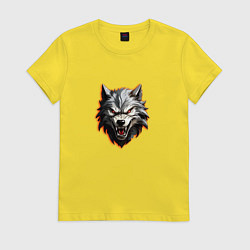 Футболка хлопковая женская Злой и страшный серый волк, цвет: желтый