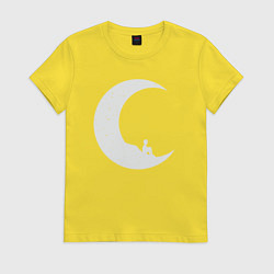 Футболка хлопковая женская Мальчик на Луне, цвет: желтый