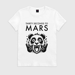Футболка хлопковая женская Thirty Seconds to Mars - rock panda, цвет: белый