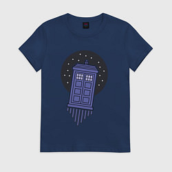 Футболка хлопковая женская Tardis fly, цвет: тёмно-синий