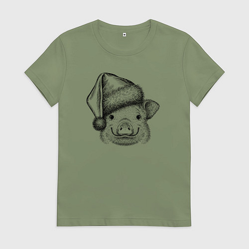 Женская футболка Поросенок новогодний / Авокадо – фото 1