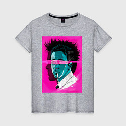 Футболка хлопковая женская Fight club pink poster, цвет: меланж