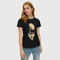 Футболка хлопковая женская Skull vinyl, цвет: черный — фото 2