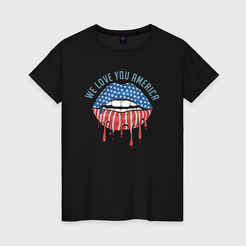 Женская футболка Мы любим тебя Америка / Черный – фото 1