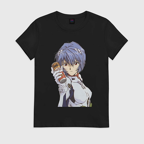 Женская футболка Евангелион Рей Аянами и банка / Черный – фото 1