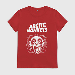 Футболка хлопковая женская Arctic Monkeys rock panda, цвет: красный