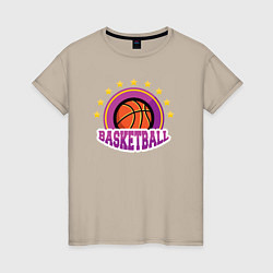 Футболка хлопковая женская Basket stars, цвет: миндальный