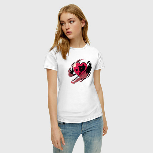 Женская футболка Сердце и пазлы / Белый – фото 3