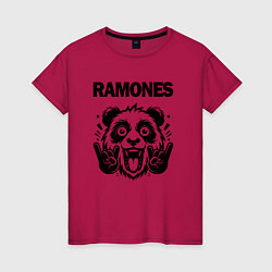 Футболка хлопковая женская Ramones - rock panda, цвет: маджента