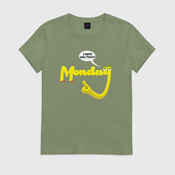 Футболка хлопковая женская Я тоже ненавижу понедельник, цвет: авокадо