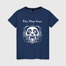 Футболка хлопковая женская Three Days Grace rock panda, цвет: тёмно-синий