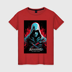 Футболка хлопковая женская Assassins creed классика, цвет: красный
