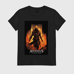 Футболка хлопковая женская Assassins creed песочная буря, цвет: черный