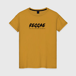 Футболка хлопковая женская Reggae music in black white, цвет: горчичный