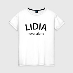 Футболка хлопковая женская Lidia never alone - motto, цвет: белый