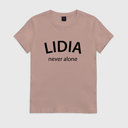 Футболка хлопковая женская Lidia never alone - motto, цвет: пыльно-розовый