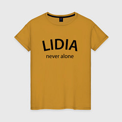 Футболка хлопковая женская Lidia never alone - motto, цвет: горчичный