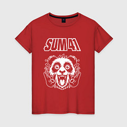 Футболка хлопковая женская Sum41 rock panda, цвет: красный