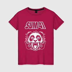 Футболка хлопковая женская Sum41 rock panda, цвет: маджента