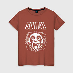 Футболка хлопковая женская Sum41 rock panda, цвет: кирпичный