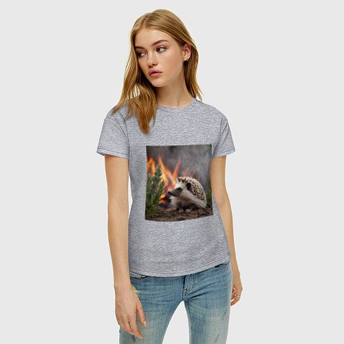 Женская футболка Ёжик в огне / Меланж – фото 3