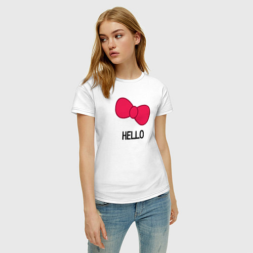 Женская футболка Hello красный бантик / Белый – фото 3