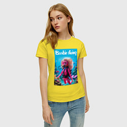 Футболка хлопковая женская Barbie diving - ai art, цвет: желтый — фото 2