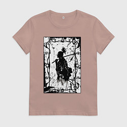 Футболка хлопковая женская Воин с катаной, цвет: пыльно-розовый