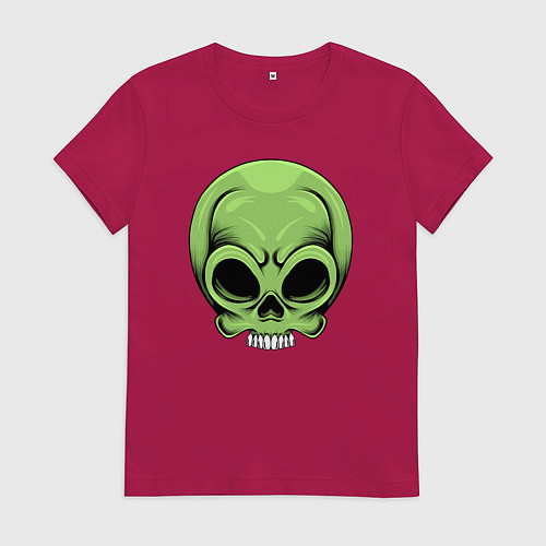 Женская футболка Зелёный черепок / Маджента – фото 1