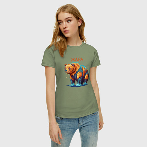 Женская футболка Летом медведю жарко / Авокадо – фото 3