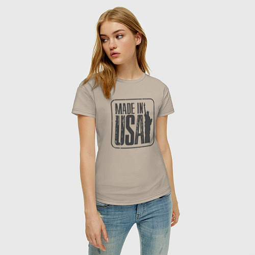 Женская футболка Сделано в США / Миндальный – фото 3