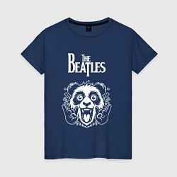 Футболка хлопковая женская The Beatles rock panda, цвет: тёмно-синий